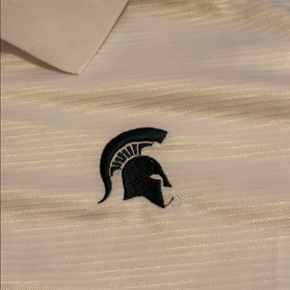 Chillwear XL white polo with MSU Spartan logo - Picture 2 of 8